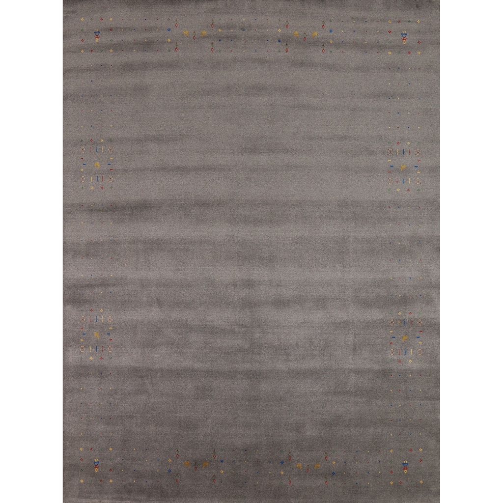 Tribal Gray Gabbeh Oriental Area Rug Handmade Wool Carpet - 8'2" x 9'11"