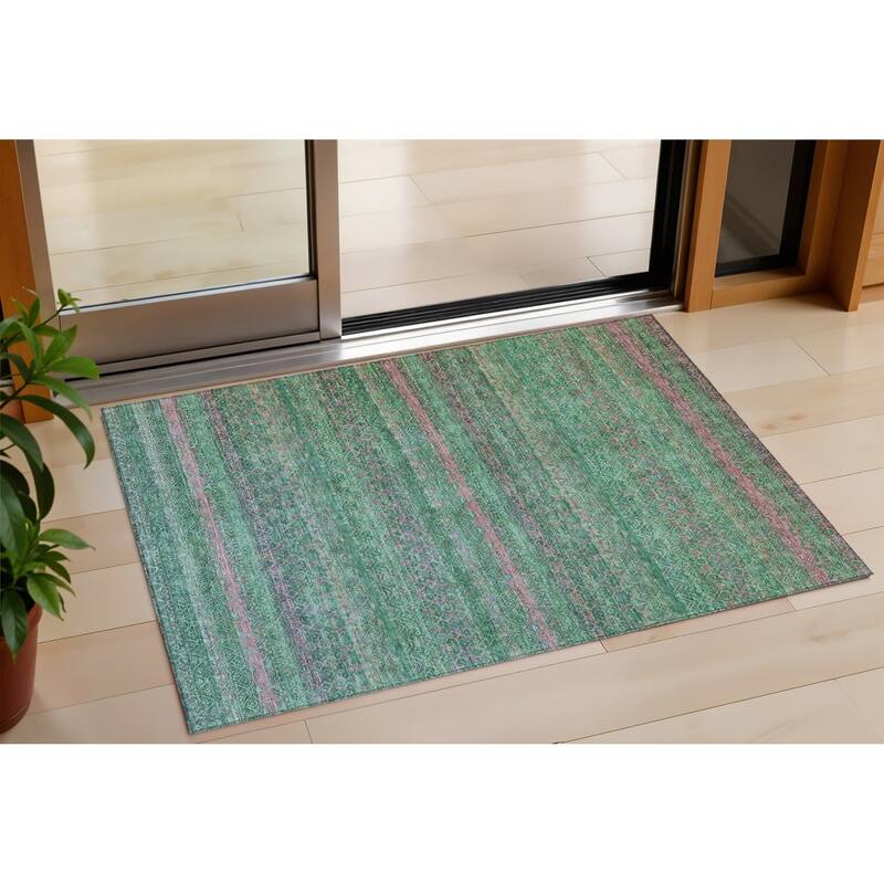 HomeRoots Striped Transitional Rectangle Outdoor Rug - 3' x 5'
