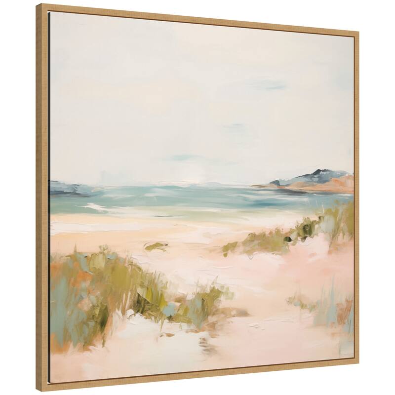 Kate and Laurel Tranquil Landscape V Square by Amy Lighthall Framed Canvas Wall Art Print - 30 x 30 - Natural