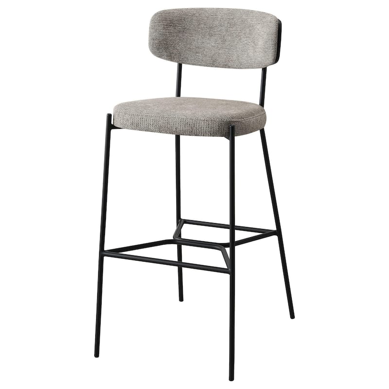 Ellina Pub Height Bar Chair Set of 2, Taupe Fabric, Black, 30 Inch