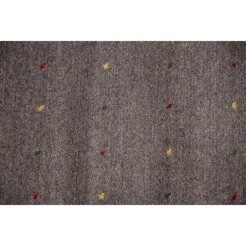 Gray Gabbeh Oriental Hand-Knotted Tribal Wool Carpet - 9'2" x 11'9"