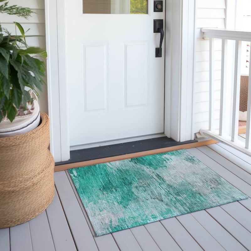 Machine Washable Indoor/ Outdoor Chantille Abstract Ombre Rug