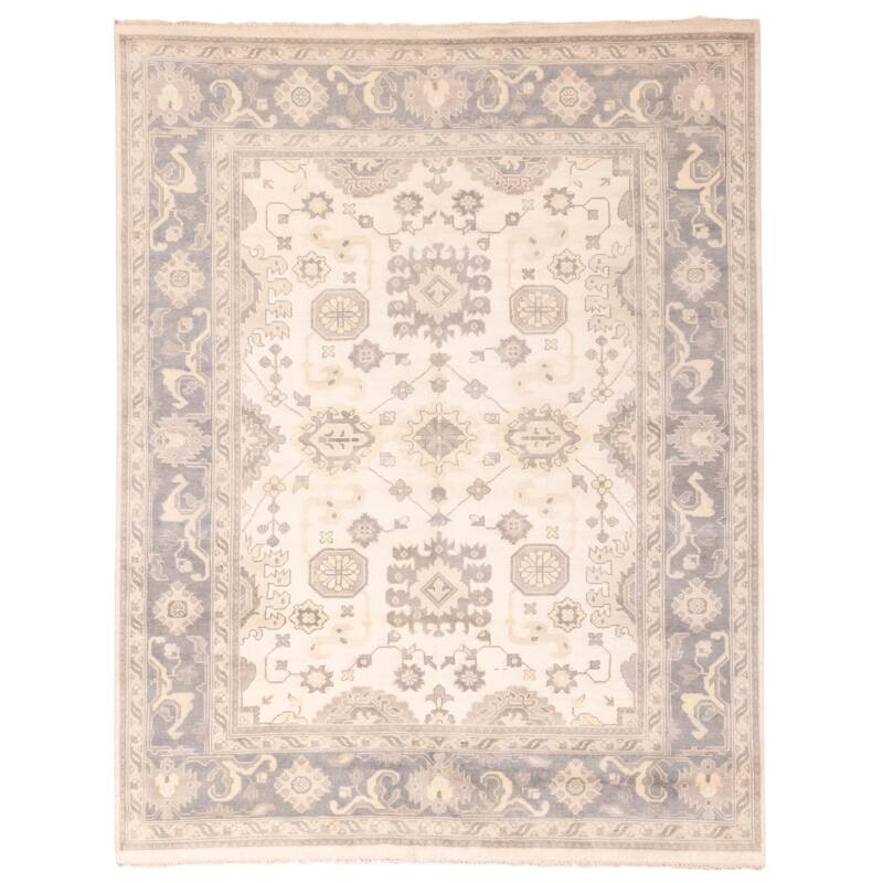 ECARPETGALLERY Hand-knotted Royal Oushak Ivory Wool Rug - 9'2 x 11'9