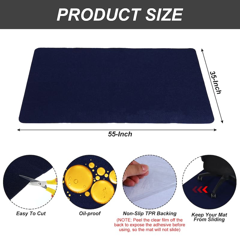 55 Inches x 35 Inches Office Chair Mat for Hardwood Floors - Blue