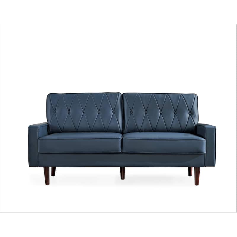Acire 69.3" Faux Leather Cushion Back Sofa - Blue