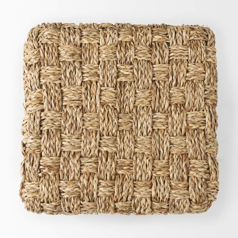 Mercana "Adele" Brown Woven Seagrass Square Pouf