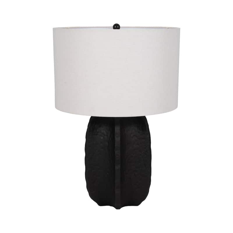 Artistic Oval Textured Resin Table Lamp with Linen Shade - 24"