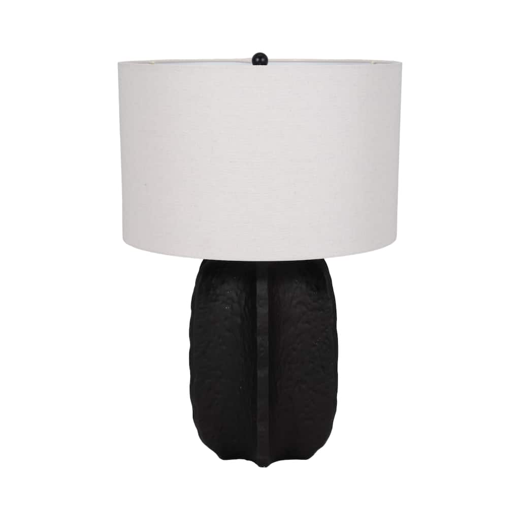 Artistic Oval Textured Resin Table Lamp with Linen Shade - 24"