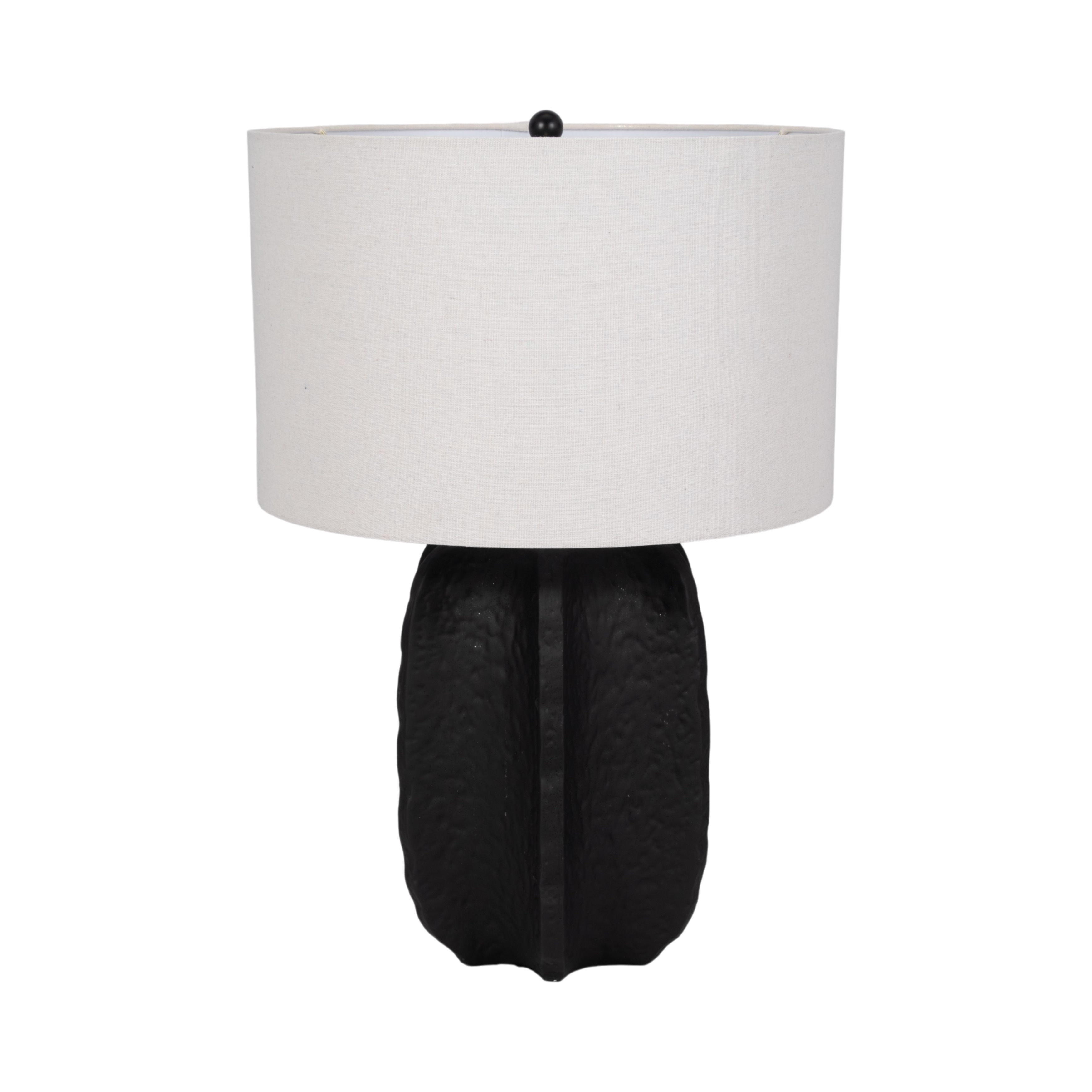 Artistic Oval Textured Resin Table Lamp with Linen Shade - 24"