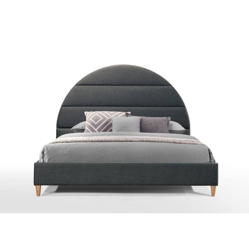 Mila Boucle Arch Shape Platform Queen Size Bed, Round Headboard