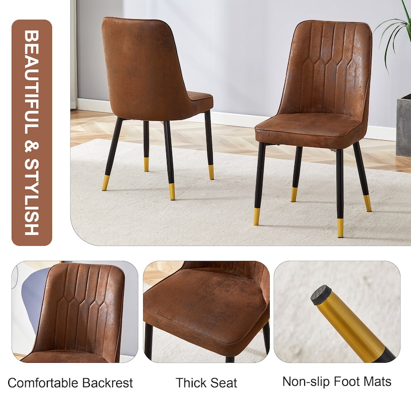 Brown Suede-like Velvet Dining Chair Set (4-Pack) Black Metal legs, dinning chairs