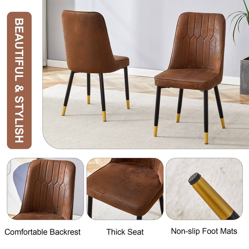 Dining Chairs Set of 2, Velvet Upholstered Dining Room Chairs with Metal Legs Modern Armless Kitchen Chairs with Back