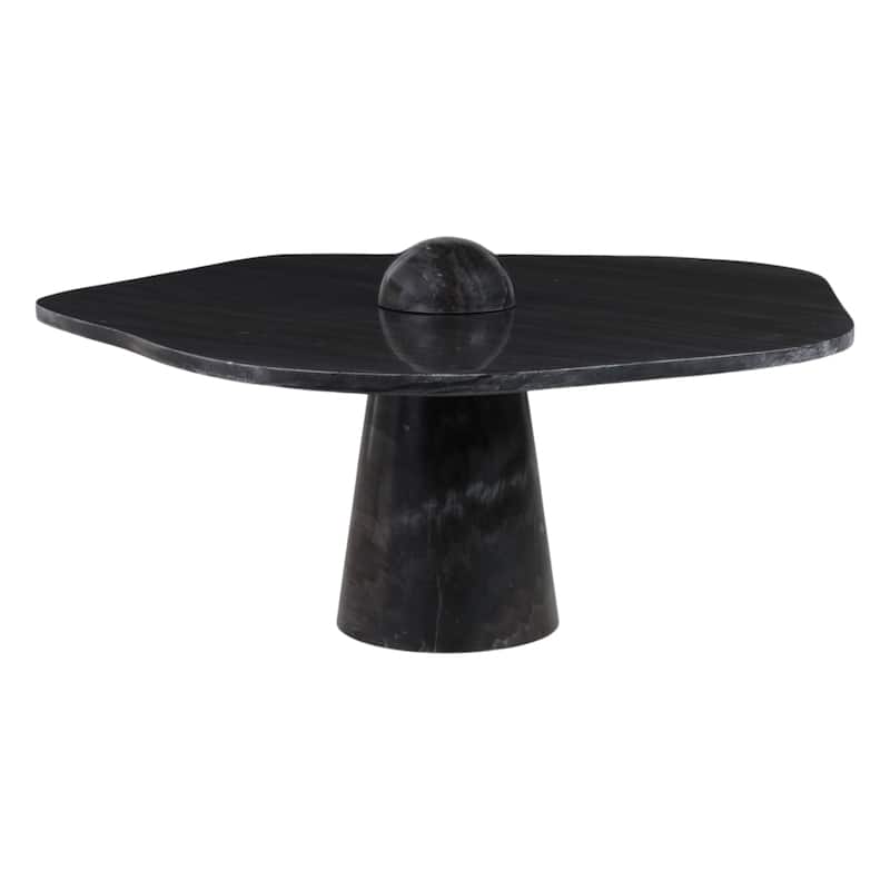 Pearl Marble Coffee Table Sculptural Pedestal Base - 17" Black - 36" x 36" x 17"