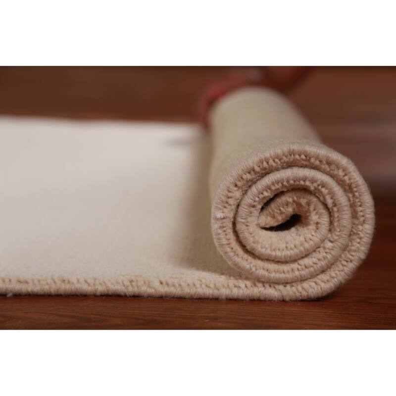Hand Knotted Oriental 100% Wool Carpet Modern Solid Beige & Ivories Gabbeh Runner Rug - 10' 0'' X 3' 1''