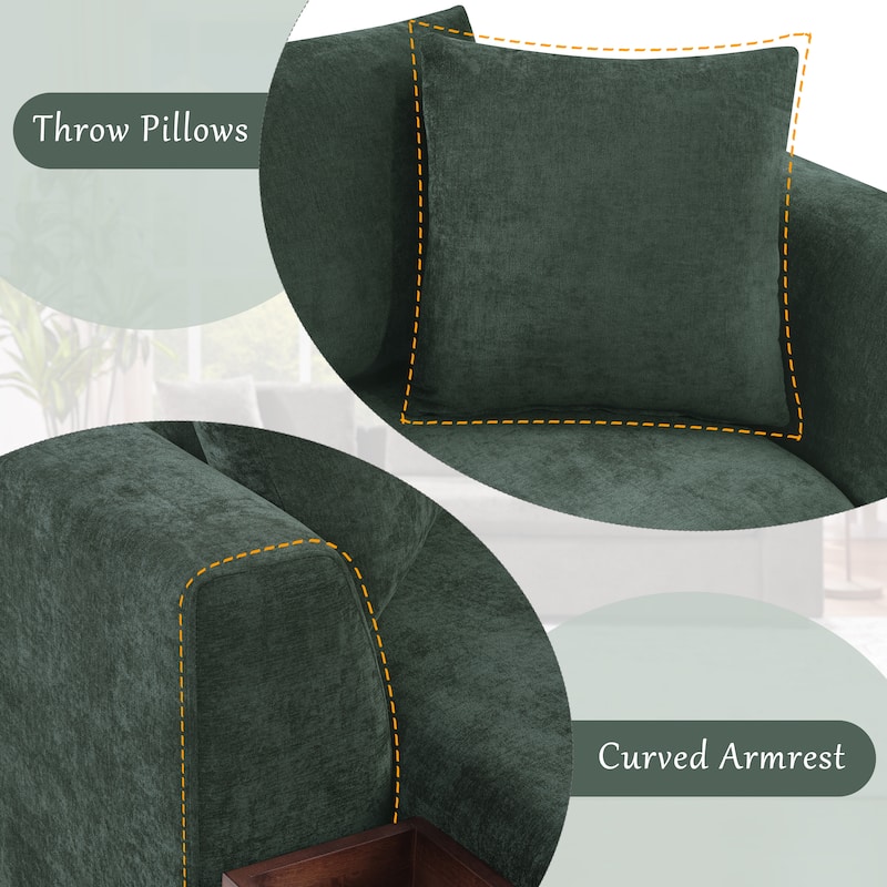 93.7" L-shaped Sectional Sofa 3 Seater Upholstered Sofa Couch with wooden Open Storage Compartment