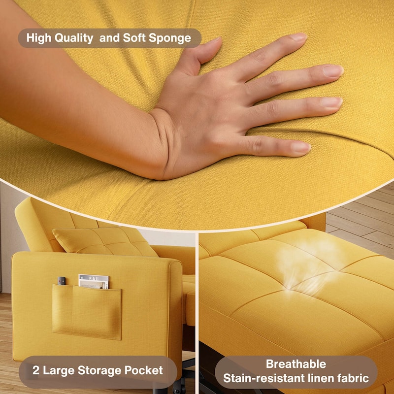 3 in 1 Pull Out Sleeper Sofa Bed, Convertible Modern Adjustable Upholstered Sleeper Chair Sofa