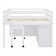 preview thumbnail 53 of 144, Twin/Full Size Low Loft Bed with Retractable Writing Desk and 4 Drawers, Wooden Loft Bedframe w/ Lateral Portable Desk & Shelves