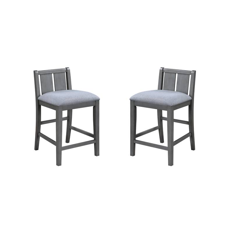Set of 2 Gray Finish Upholstered Seat 20" Counter Height Chair - Gray