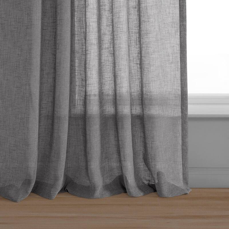 Exclusive Fabrics Solid Faux Linen Sheer Curtain (1 Panel)