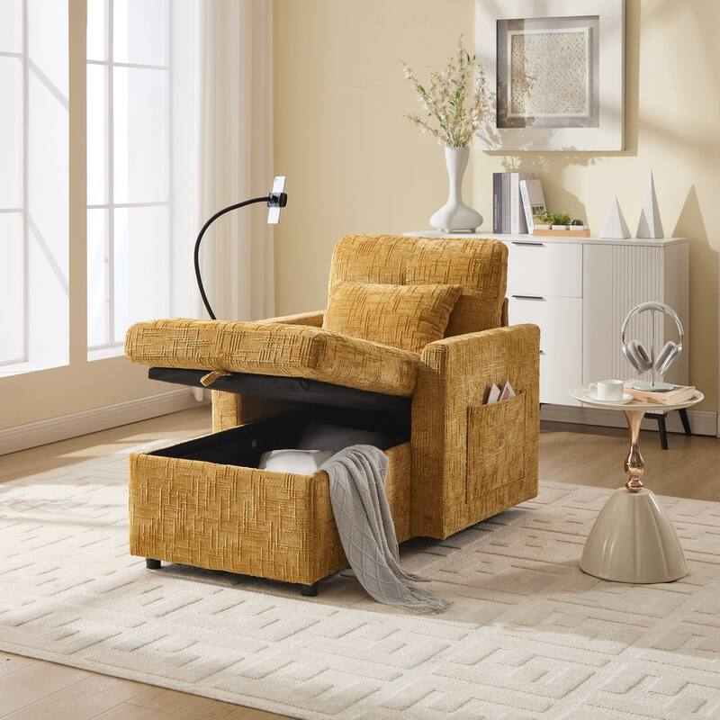 Multifunctional Lazy Person Sofa Recliner can be Stored Storage Backrest with Cell Phone Bracket Single Leisure Chair