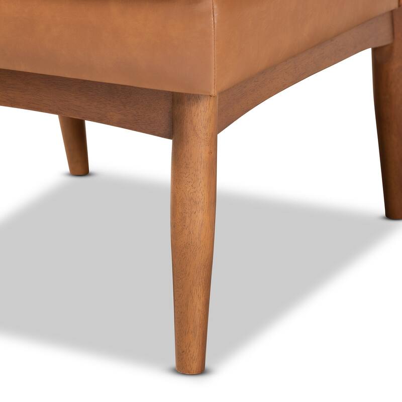 Modern Dining Chair - Faux Leather Upholstered Wood Chair - Mid Century Style - Dark Brown Finish - 31.5