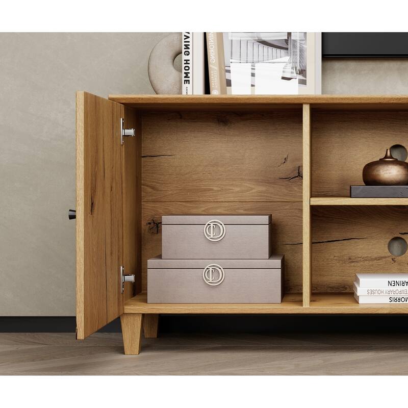 WAMPAT 3 in 1 TV Stand with Cabinets and Drawers for 75 inch TVs
