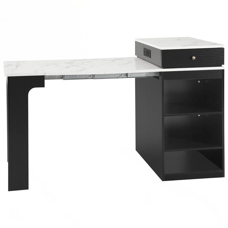 Kitchen Storage Table with Double-sided Storage, Kitchen Island with 2 Drawers