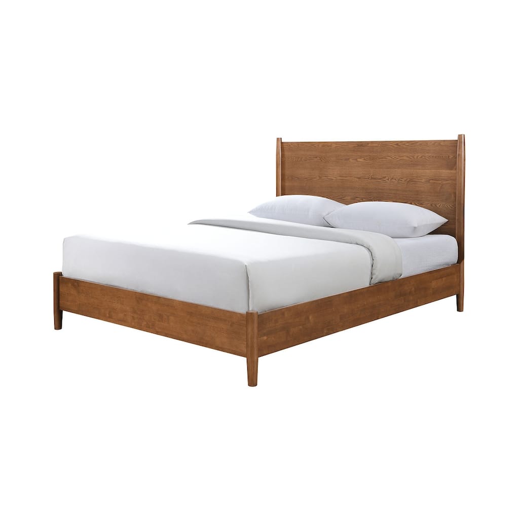 1PC Mid Century Modern Walnut Finish Platform Bed