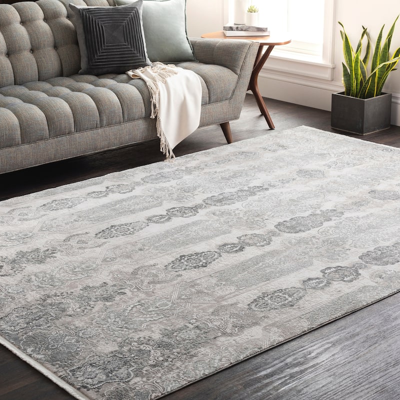 Rana Modern Floral Area Rug - 12' x 15' - Grey