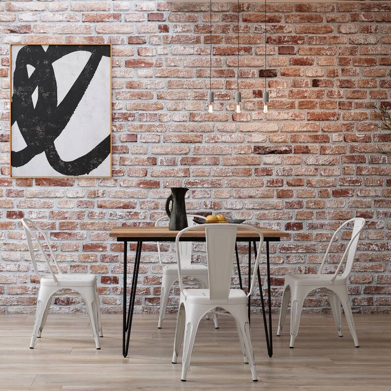 WYNDENHALL Freya Industrial Metal Dining Side Chair (Set of 2) , Fully Assembled - 17.7"w x 21.1"d x 33.1"h - Distressed White