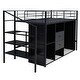 preview thumbnail 17 of 18, Metal Loft Bed with Drawers, Storage Staircase, and Wardrobe