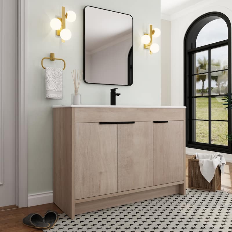 BNK 24/30/36 inch Freestanding Single Sink Bathroom Vanity with Soft Close Door and 1 adjustable shelf