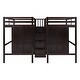 preview thumbnail 7 of 7, Espresso Double Twin Size Solid Pine Wood Loft Bed with 2 Wardrobes and Storage Staircase, Full-Length Guardrail