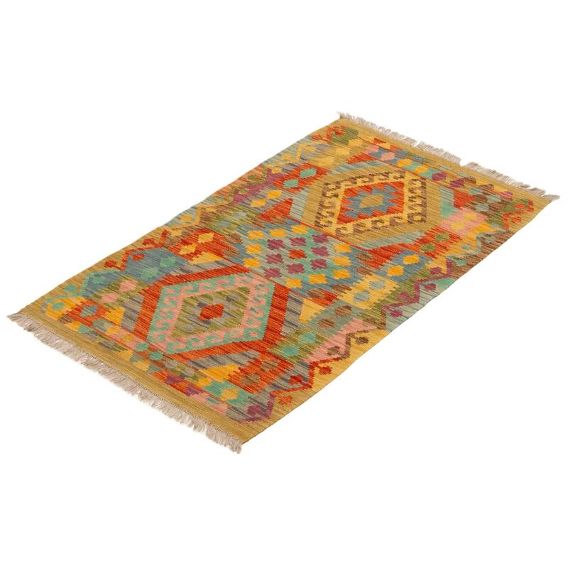 ECARPETGALLERY Flat-Weave Bold and Colorful Multi Color Wool Kilim - 2'8 x 4'4
