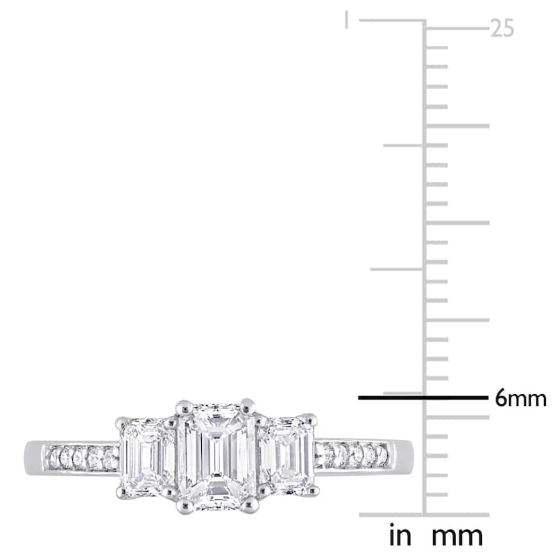 Miadora White Platinum Oval Round or Emerald Diamonds 3-Stone Engagement Ring 1ct TDW