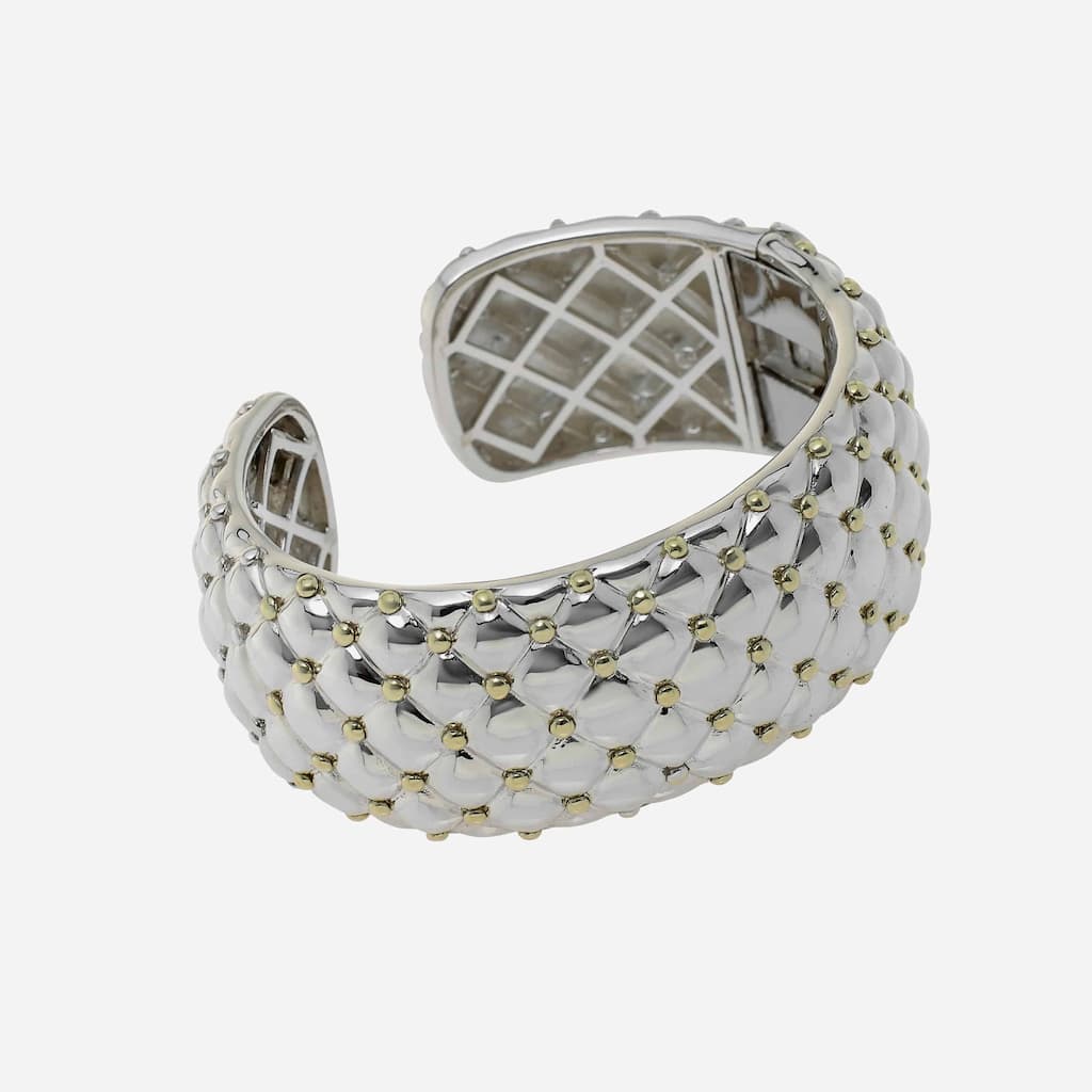 Charles Krypell Sterling Silver and 18K Yellow Gold Wide Cuff Bracelet - 6.25