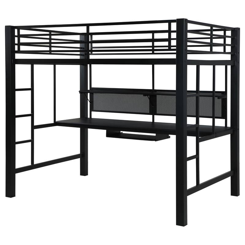 Avalon Contemporary Black Full Workstation Loft Bed