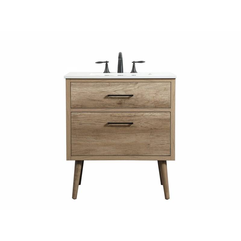 Elegant Lighting VF41030 Boise 30" Free Standing Single Basin Vanity - Natural Oak - Oak Finish