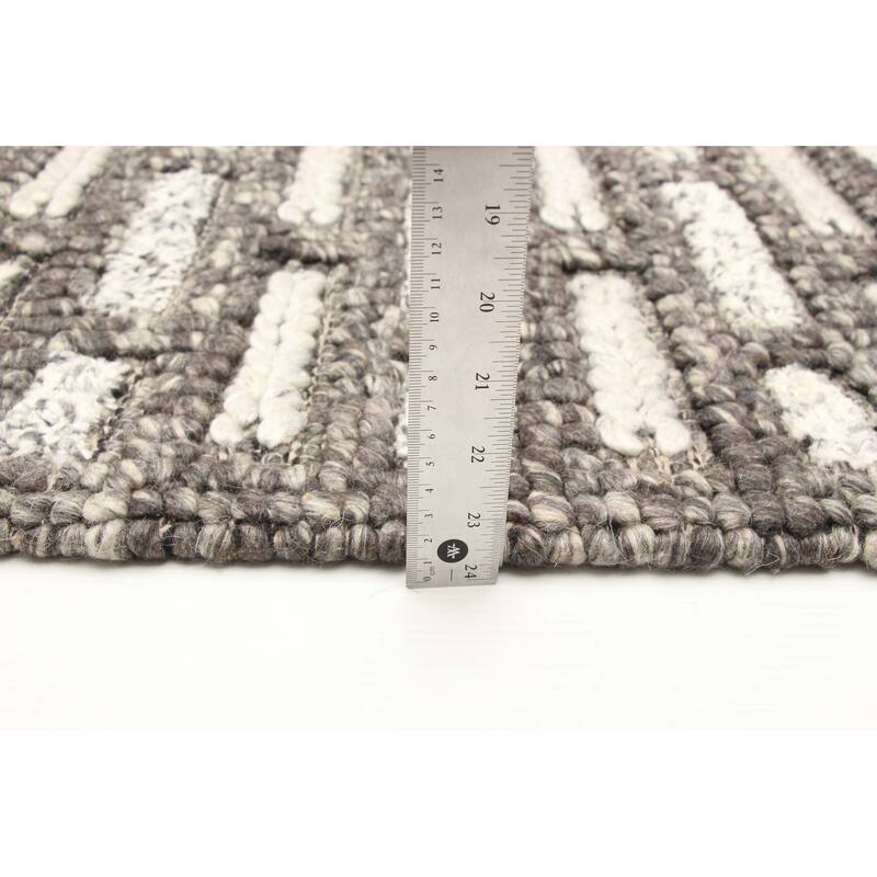 ECARPETGALLERY Braid weave Sienna Dark Grey Wool Rug - 5'1 x 7'10