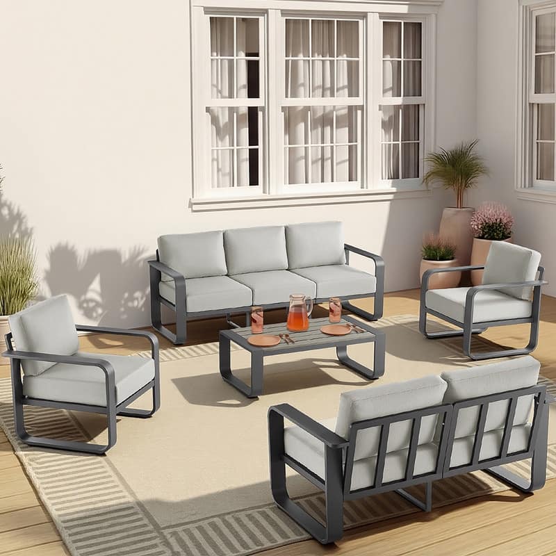 Spruce & Spring Outdoor Patio Furniture Set Aluminum Sofa Accent Chair
