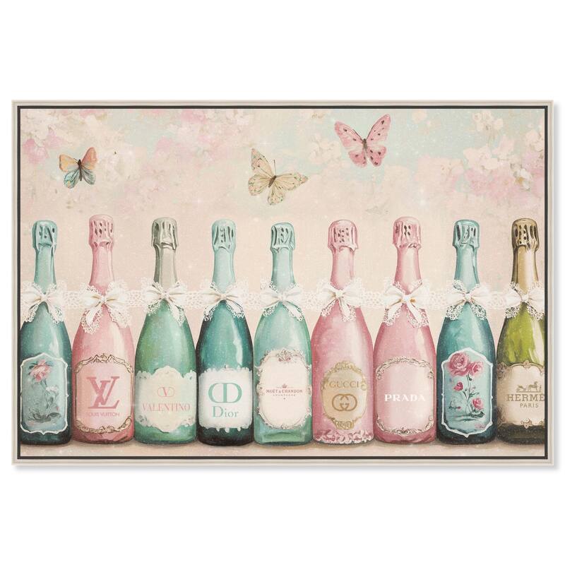 Champagne Mint and Pink Canvas by Art Remedy - Silver - 54" x 36"