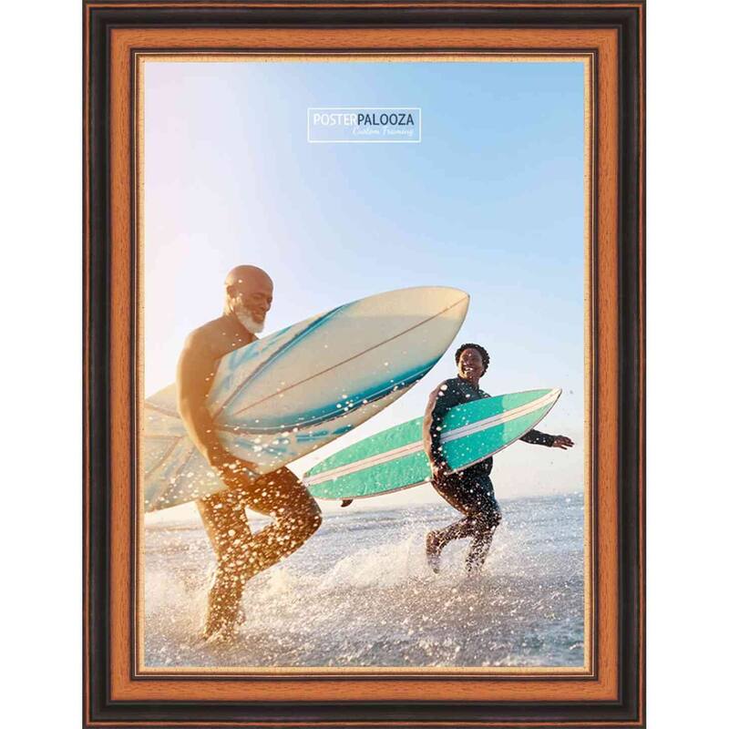 24x12 Traditional Walnut Complete Wood Picture Frame with UV Acrylic, Foam Board Backing, & Hardware