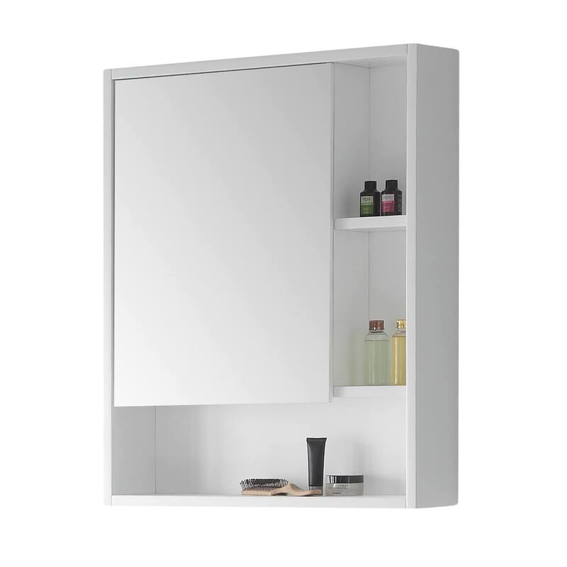 Fine Fixtures Surface Mount Bathroom Medicine Cabinet - Left Hand - Matt White Paint