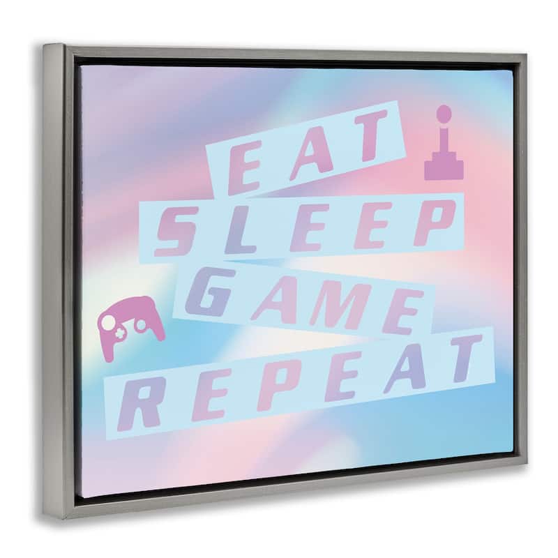 Stupell Pastel Eat Sleep Game Framed Floater Canvas Wall Art Design By Yass Naffas Designs