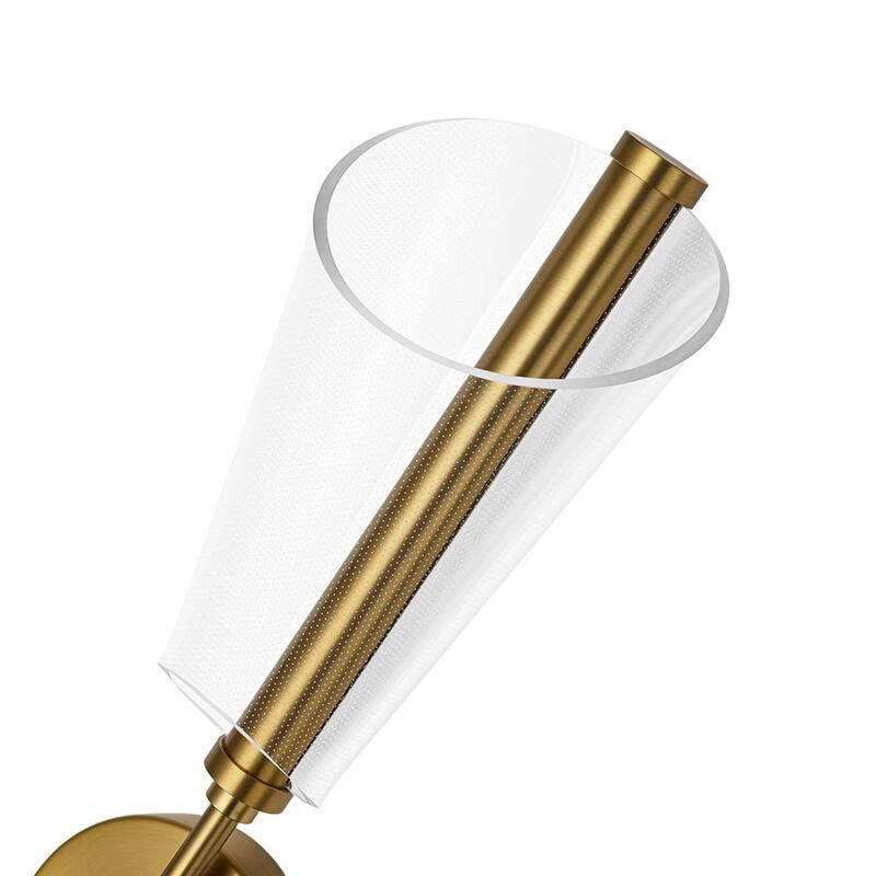 Modern Dimmable LED 2-Light Clear Acrylic Cone Vanity Wall Lamp