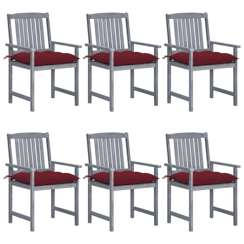 vidaXL Patio Chairs Outdoor Dining Chair with Cushions Gray Solid Wood Acacia