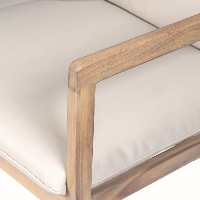 Christopher Knight Home - Isolde Outdoor Acacia Wood Chat Set with Cushions