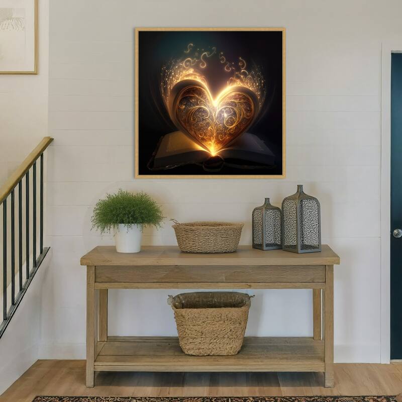 The Illuminated Heart by Jake Fouracre Framed Canvas Wall Art Print - Sylvie Bright Gold