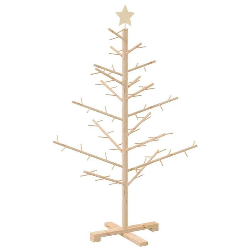 vidaXL Wooden Christmas Tree with Stand Natural/Brown Solid pine wood