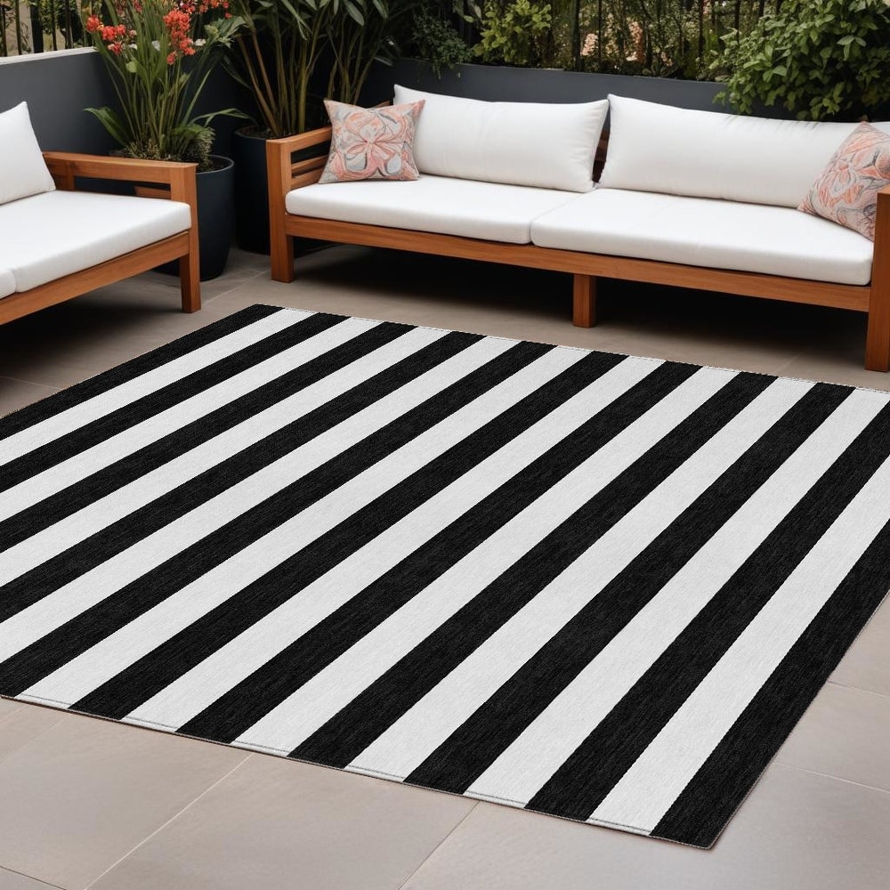 Alsira Stripe Weather Resistant Versatile Elegance Outdoor Rug